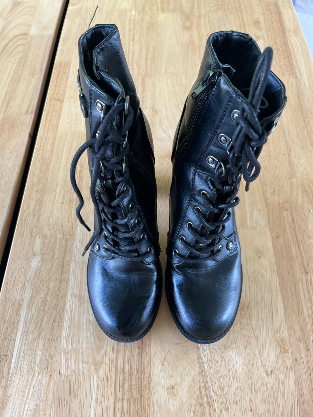 G by Guess Black Lace-Up Ankle Booties with Side Zipper